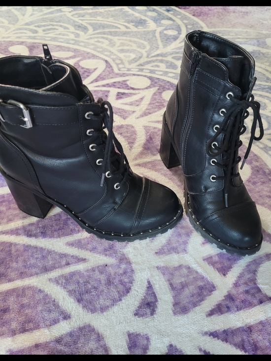 Diba Shoes - Diba Black Lace-Up Ankle Boots with Buckle & Stud Trim